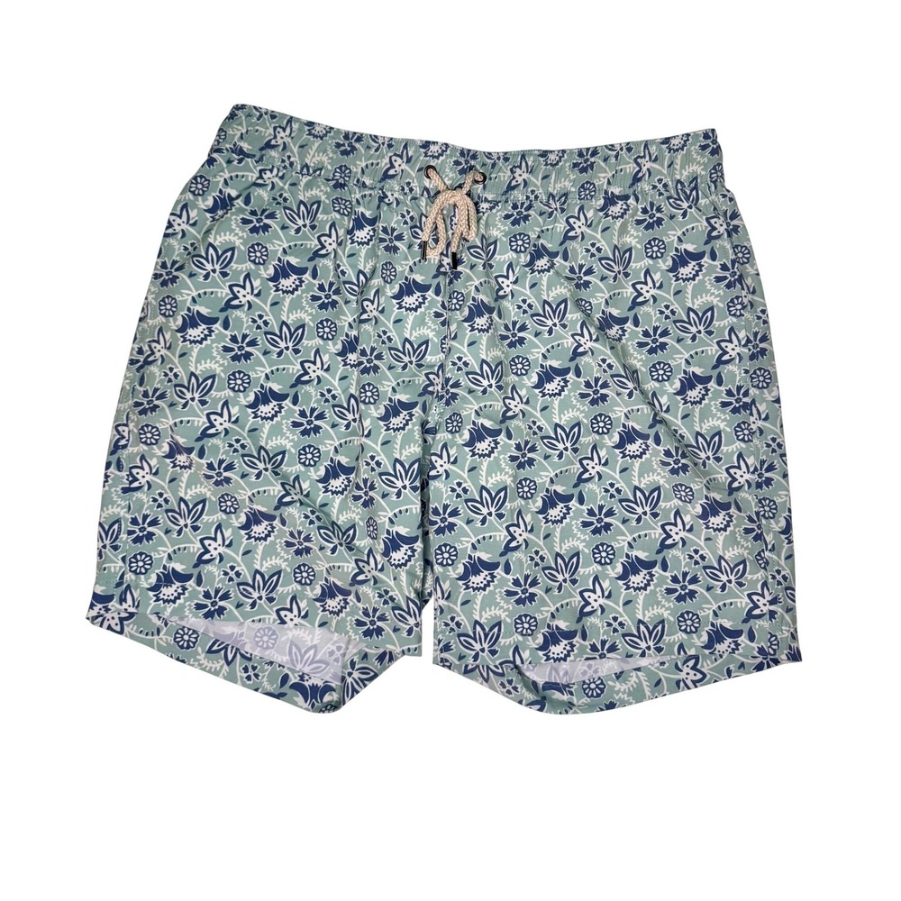 Faherty Beacon Swim Trunk 7"  Riptide‎ Floral Batik Blue Green Mens XXL NWT